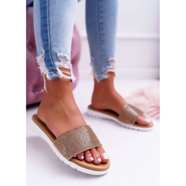 Lu Boo női arany flitteres papucsok aranysárga 2