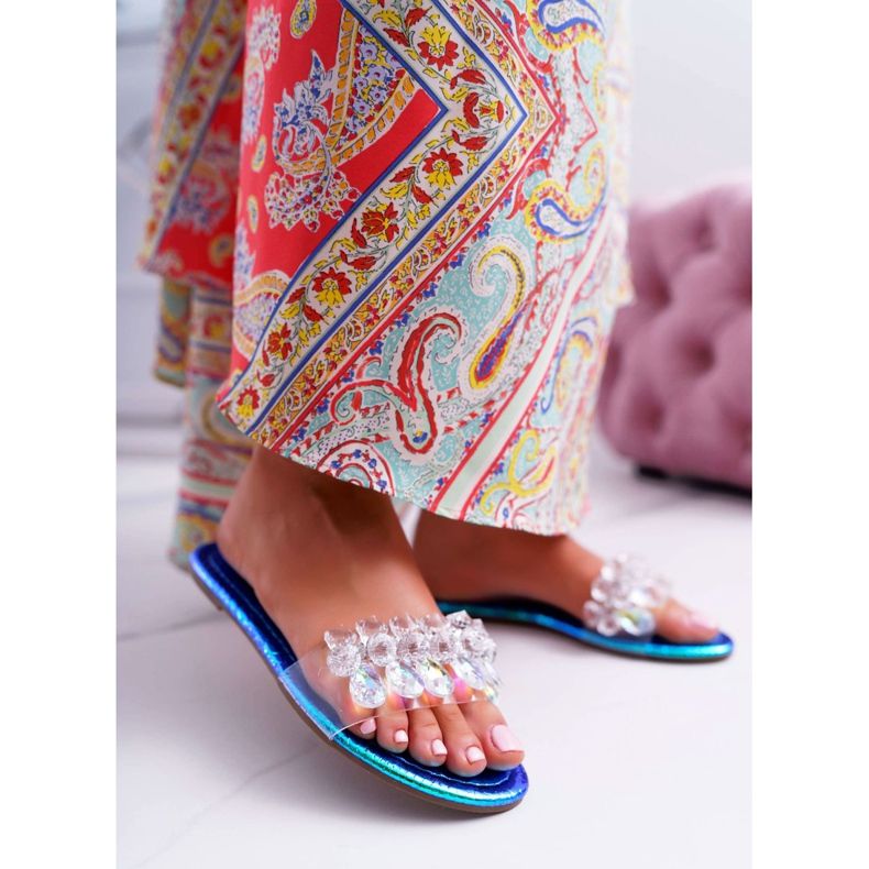 Női papucs köbös cirkóniával Lu Boo benzin kék médiával 2