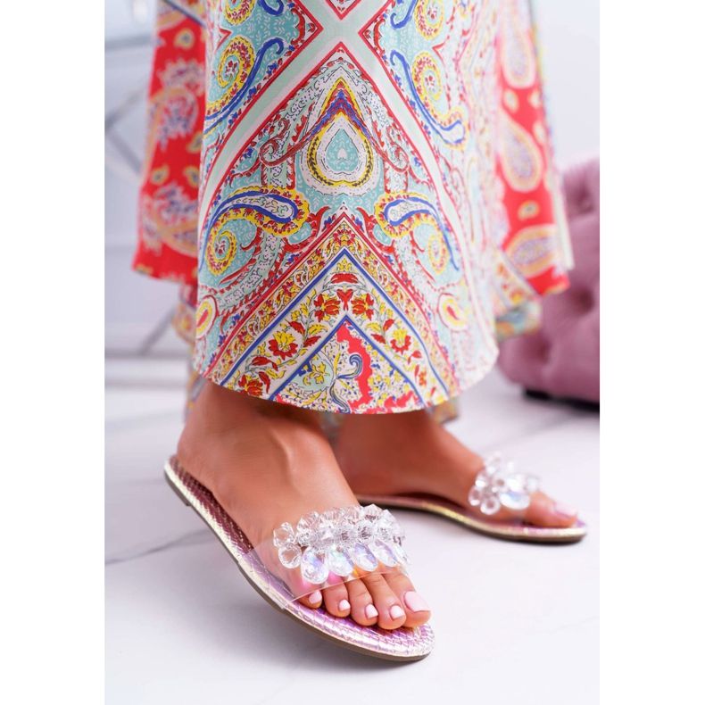 Női papucs köbös cirkóniával Lu Boo benzin rózsaszín Mediana 1