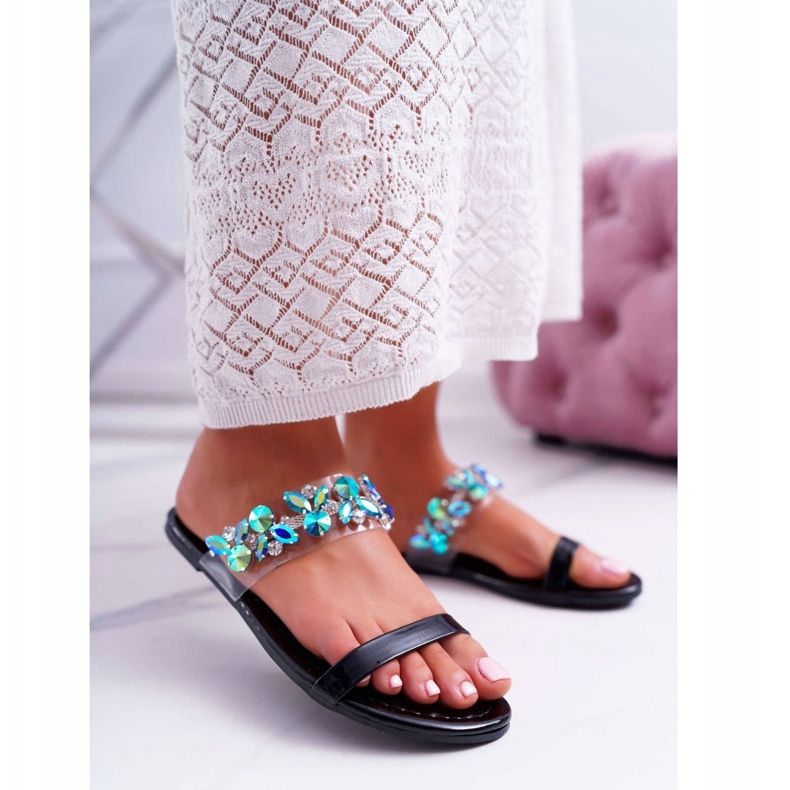 Női papucs Lu Boo Elegáns, Fekete elemi köbcirkóniával 1