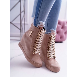 Női cipők Lu Boo Aranylánc Velúr Bézs Monica 2