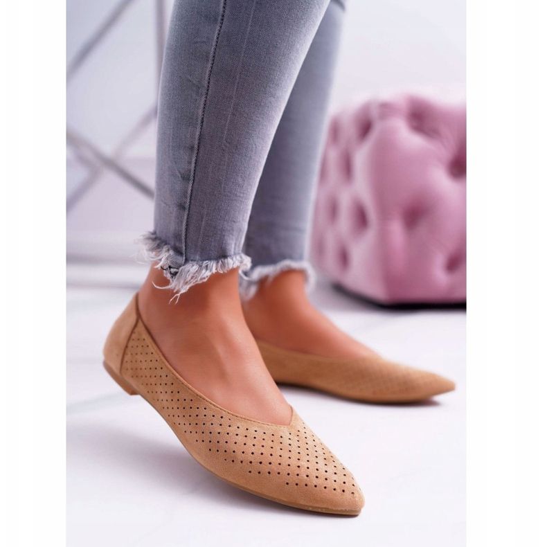 Női balerinák Lu Boo Áttört teve desszert barna 1