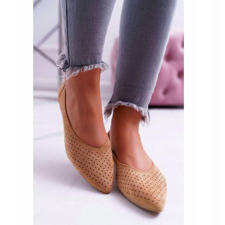 Női balerinák Lu Boo Áttört teve desszert barna 2