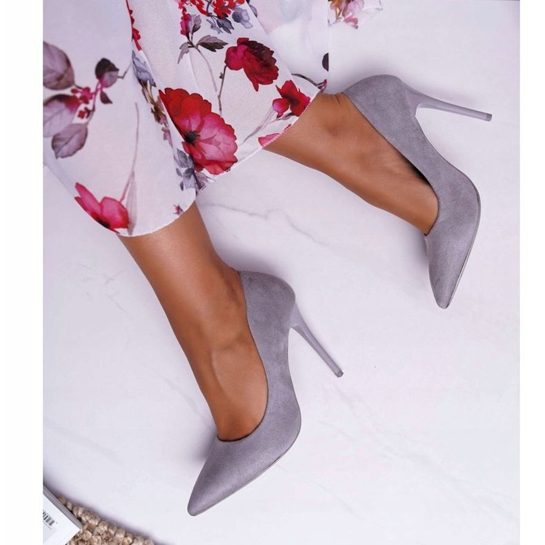 PS1 Női velúr szürke Yanna tűsarkú 2