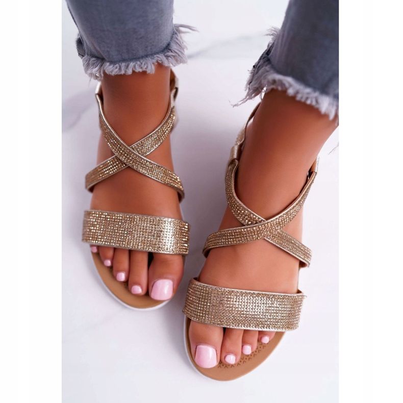 Női szandál Lu Boo köbcirkóniával 406-5 Gold Stella aranysárga 1