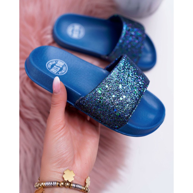 Gyermek- és ifjúsági Big Star papucsok Navy Blue Brocade AA374089 sötétkék 1