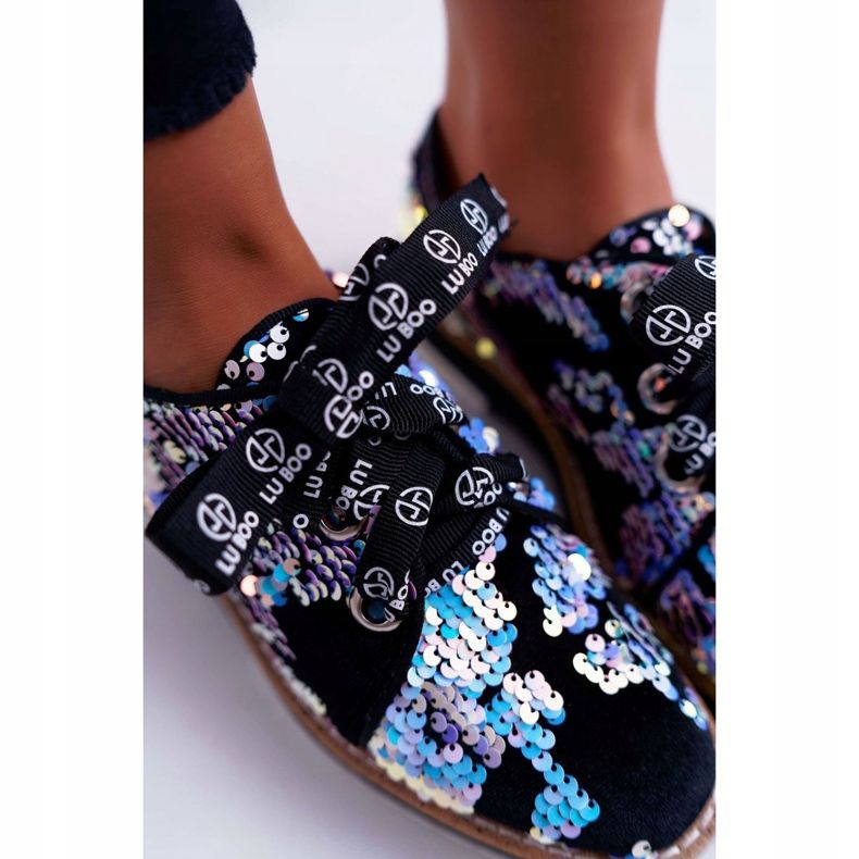 Női Brogues Lu Boo ezüst flitteres holdfény fekete sokszínű 1