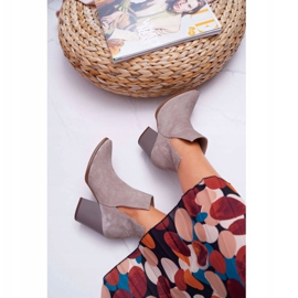 Női csizma magas sarkú tavaszi bőrbőr velúr Cappuccino Nicole 2430 bézs 2