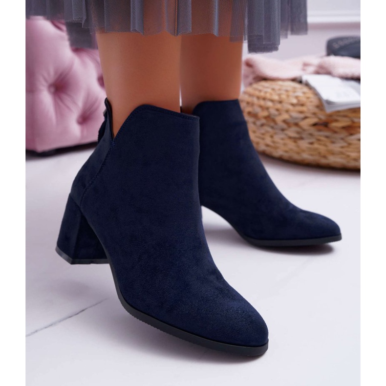 Vinceza Női csizma sarkán Velúr Navy Blue Mimosa sötétkék 1