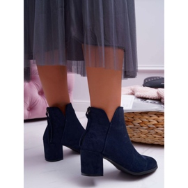 Vinceza Női csizma sarkán Velúr Navy Blue Mimosa sötétkék 2