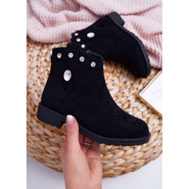 POPA Gyermek fekete csizma kristályokkal Venici lapos sarokkal 1