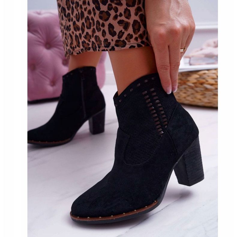 FP1 Női csizma sarkán Velúr fekete Westema 2