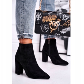 FW1 Női csizma a sarkán Suede Black Sharks fekete 1