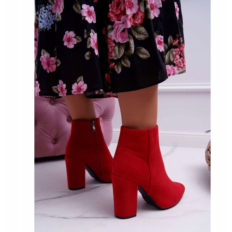 FW1 Női csizma a sarkán Suede Red Sharks piros 2