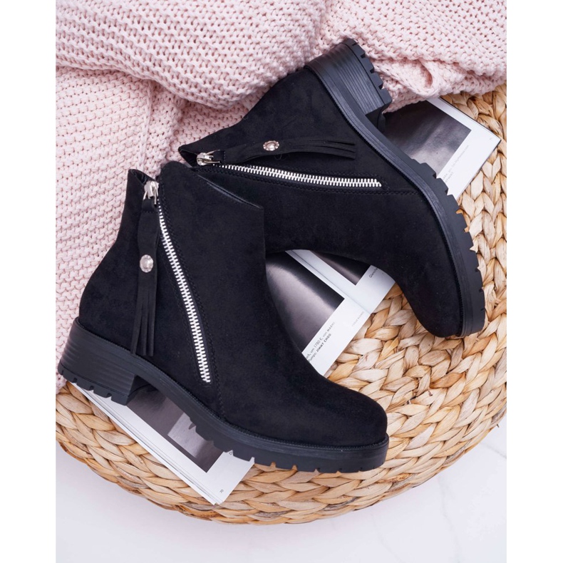 SEA Női csizma Meleg velúr Két csúszka Fekete Ohoo 1