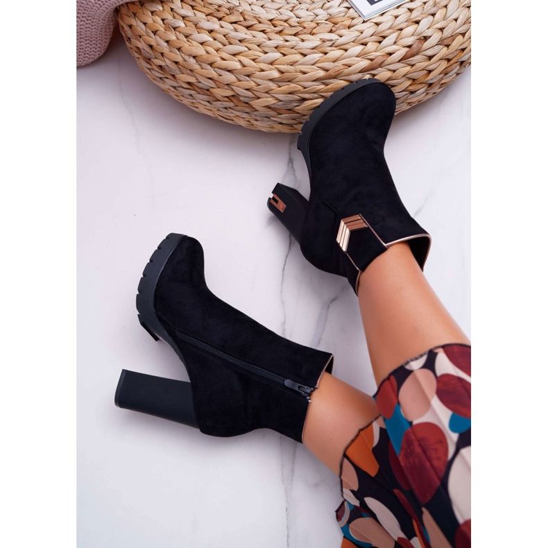 FE1 Női csizma a sarkán Meleg velúr M319 Black Midway fekete 2