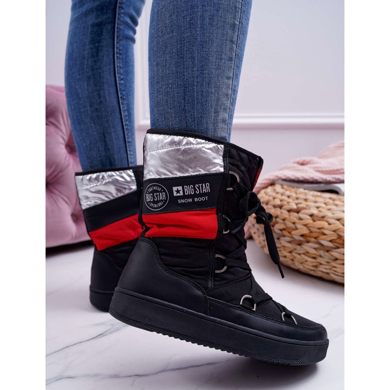 Női fekete meleg hócsizma szőrrel Big Star EE274656 2