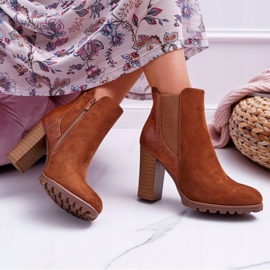 Női csizma magas sarkú teve Mondego barna 2