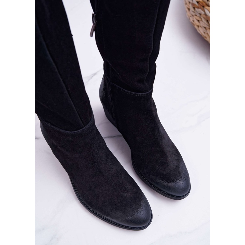 Női csizma Laura Messi 2071 Bőr Suede Black This Love fekete 2