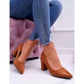 FRJ Női szivattyúk a sarkán Velúr Camel Femmini barna 2