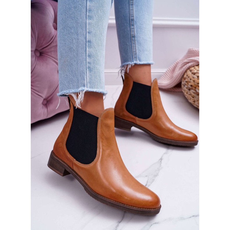 Női csizma Bőr Jodhpur csizma Maciejka Camel 04359 barna 1