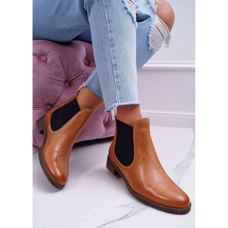 Női csizma Bőr Jodhpur csizma Maciejka Camel 04359 barna 2