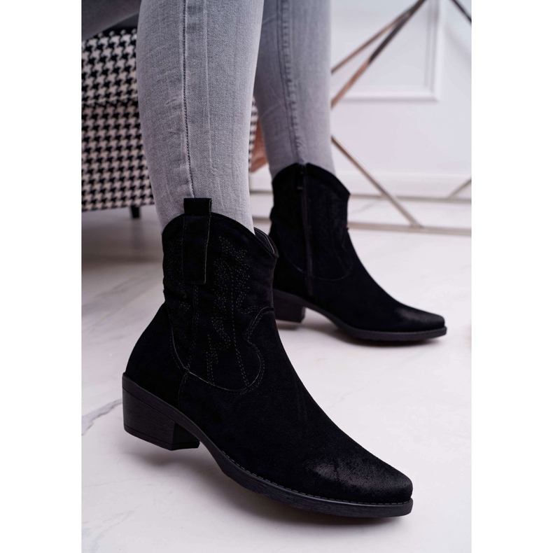 BUGO Női cowboycsizma Suede Black Ferders fekete 1