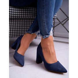 SEA Női szivattyú a sarkán Velúr Navy Blue Florena sötétkék 2