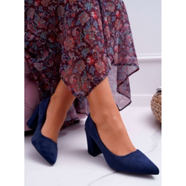 FRJ Női szivattyú sarokon Suede Navy Blue Femmini sötétkék 2