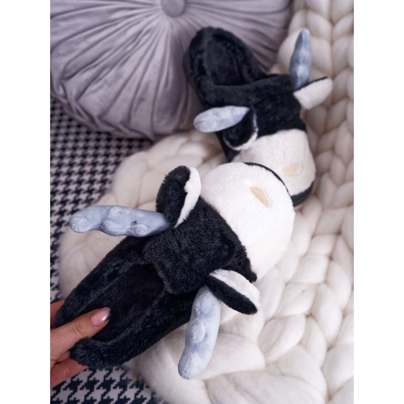 FRID Női papucs szőrmével fekete rénszarvas Deff 2