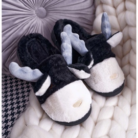 FRID Női papucs szőrmével fekete rénszarvas Deff 1