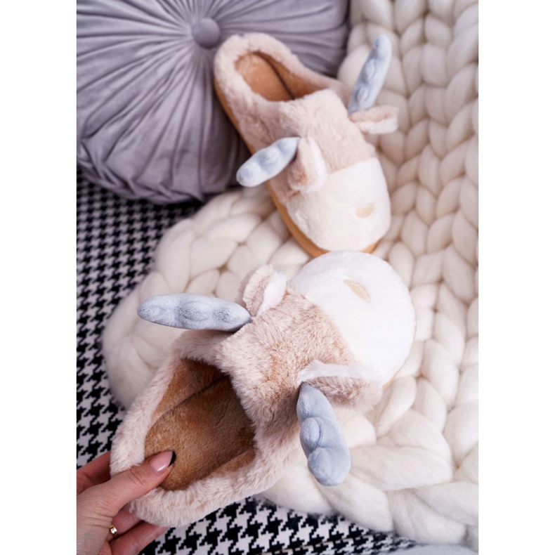 FRID Női papucs szőrmével Bézs rénszarvas Deff 2