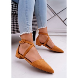 PS1 Női velúr balerinák Spitz Camel Vontare -ban barna 1