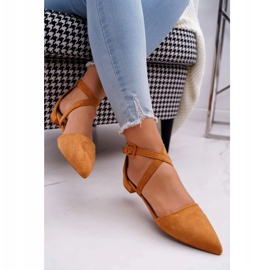 PS1 Női velúr balerinák Spitz Camel Vontare -ban barna 2