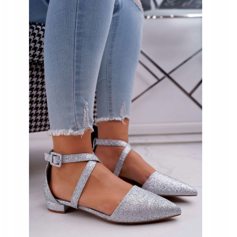 PS1 Női csillogó balerinák Spitz Silver Vontare -ban szürke 1