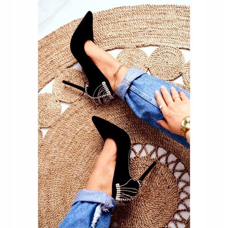 Női fekete szivattyúk Suede Party Pacardo 2