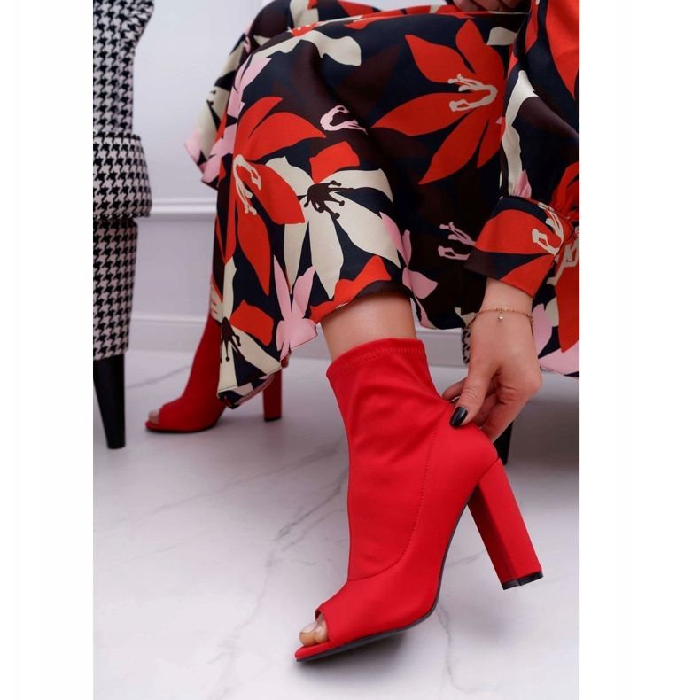 PS1 Női bokacsizma Lycra nyitott lábujj Piros először 1