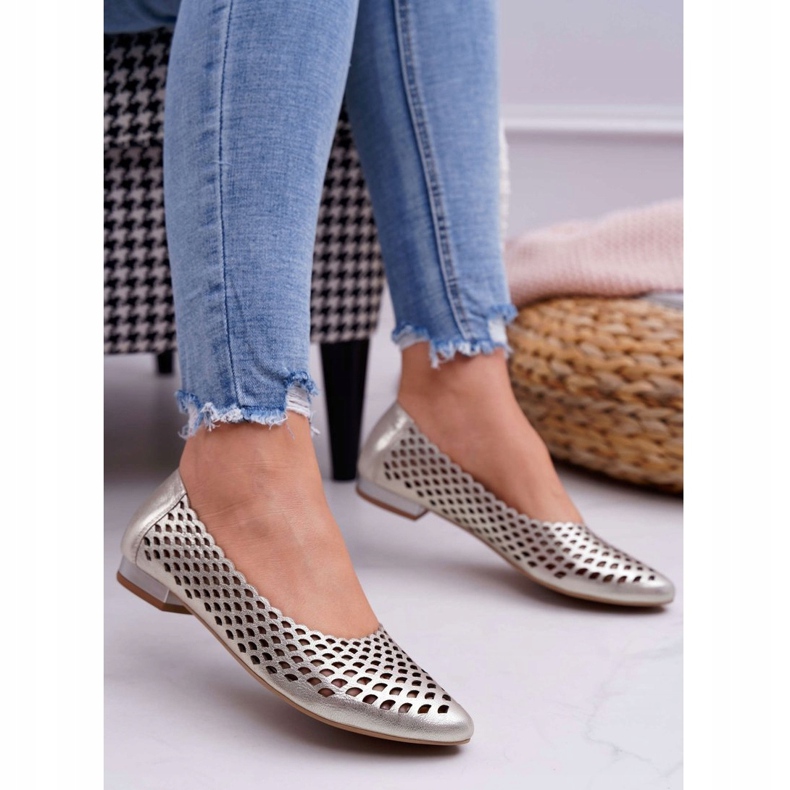 Exquisite Női aranybőr balerinák Kiváló 1107/1 aranysárga 1