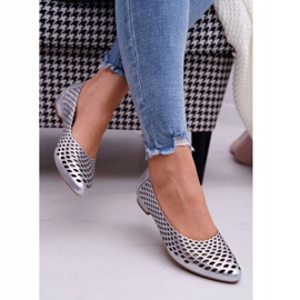 Exquisite Női balerinák ezüstbőrű finom 1107/1 szürke 2