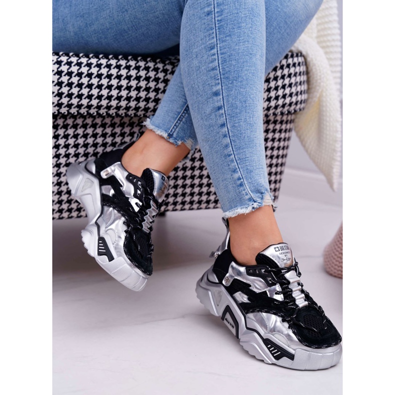 Női sportcipő Big Star, Daniel Lopez, fekete ezüst FF274A527 szürke 2