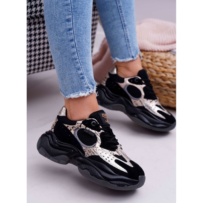 Női sportcipő Big Star, Daniel Lopez, fekete és arany FF274A524 sárga 1