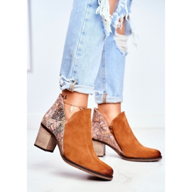 Női csizma sarkán Maciejka tavaszi bőr piros 04492-29 barna 1