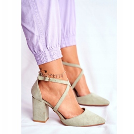 PS1 Női szivattyúk sarkon Spitz zöld forgalommal sokszínű 2