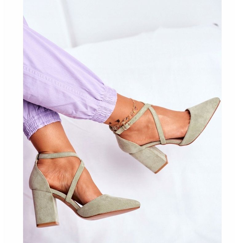 PS1 Női szivattyúk sarkon Spitz zöld forgalommal sokszínű 1