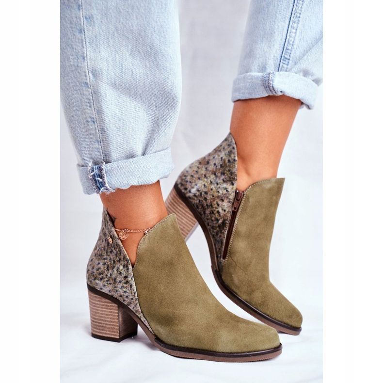 Női csizma sarkán Maciejka tavaszi bőr olajbogyó 04492-24 zöld 2 Női csizma sarkán Maciejka tavaszi bőr olajbogyó 04492-24 zöld 2