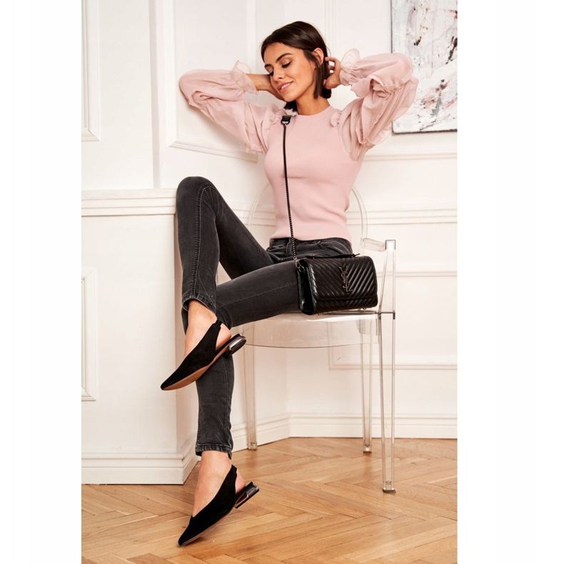 Női balerinák Laura Messi bőr fekete 2127 1