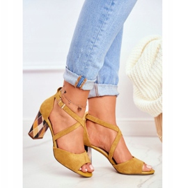 Női szandál magas sarkú Sergio Leone sárga SK865 1