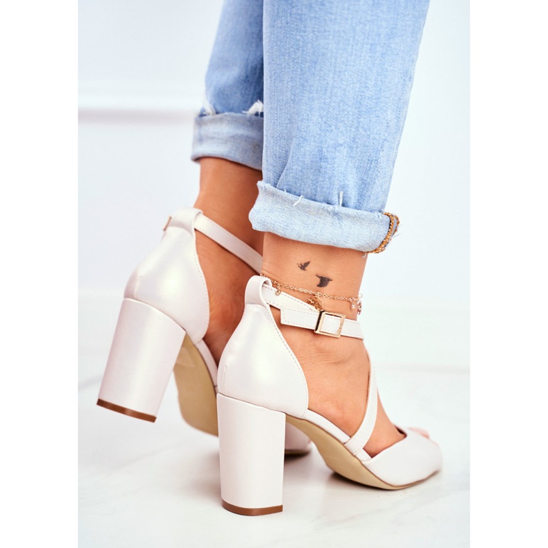 Női szandál magassarkúban Sergio Leone bézs gyöngy SK865 2