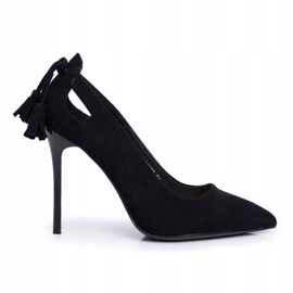 PS1 Női stilettos velúr Spitz Fekete Levennel 1