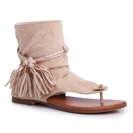 SEA Női szandál papucs szárral bézs SL1011 Madrit 2